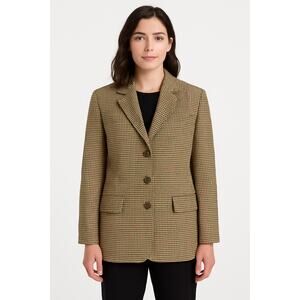 Vintage Saks Fifth Avenue Folio Houndstooth Wool Blazer USA large